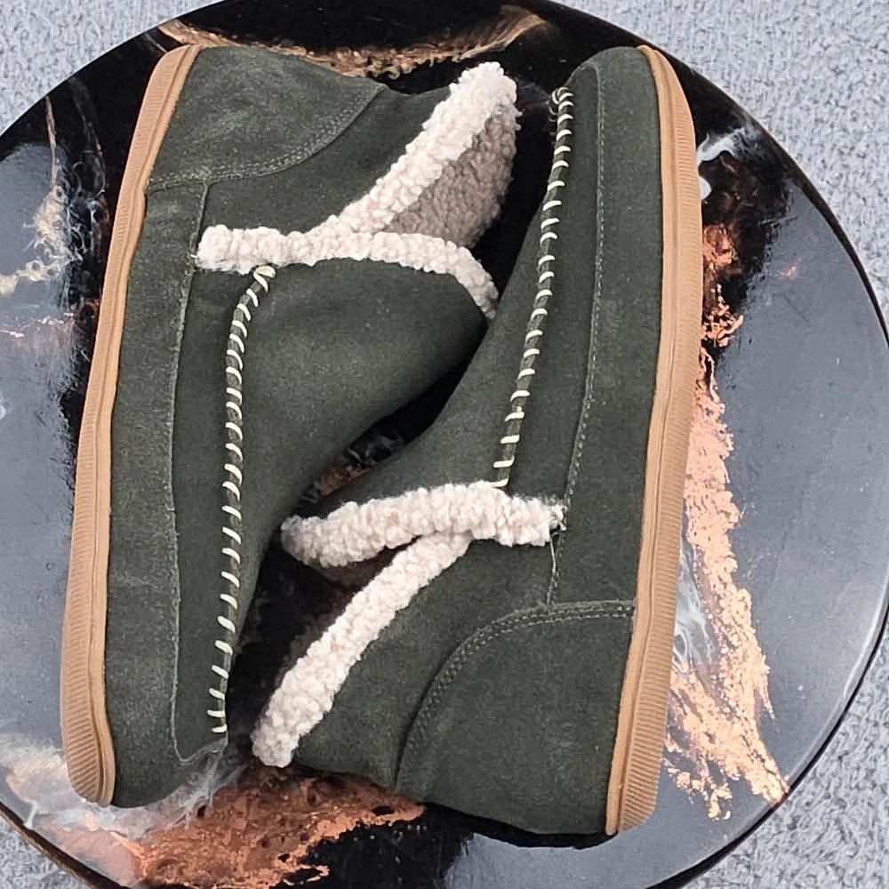 Blondo Waterproof Suede Ankle Boots Women 9M Olive Green Sherpa‎ Lined